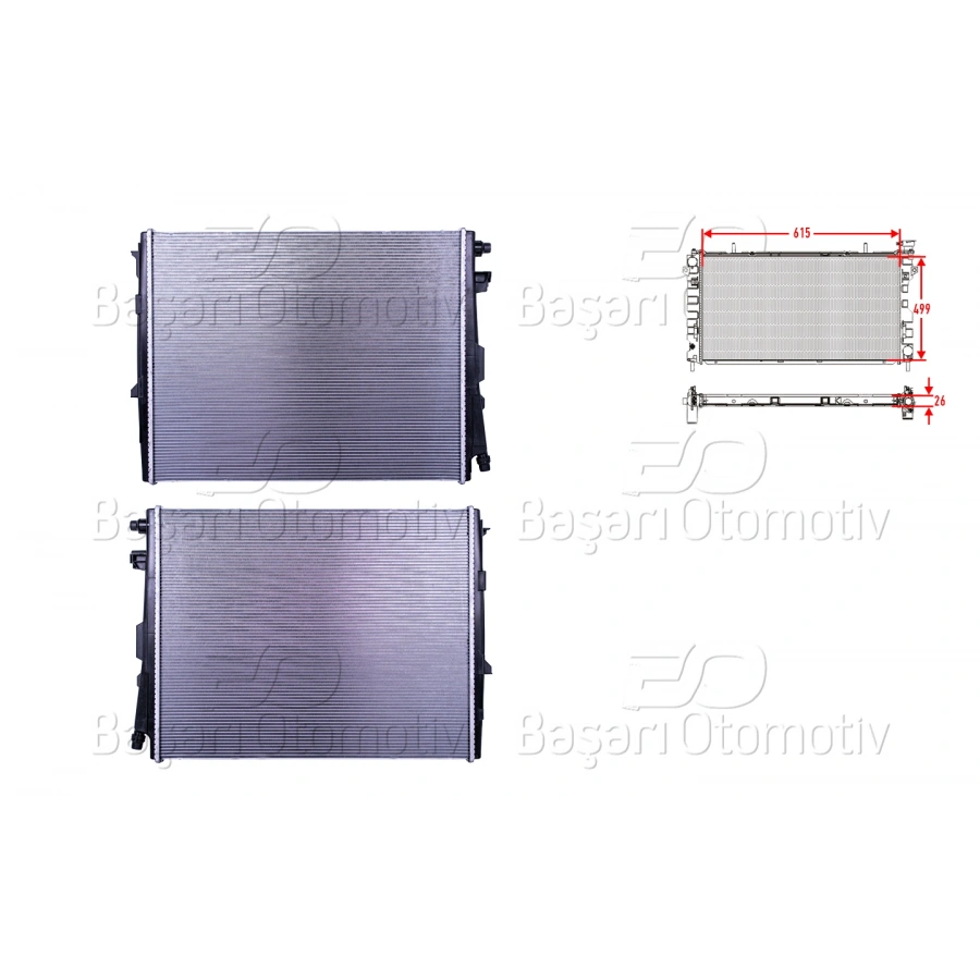 SU RADYATORU BRAZING MT 615X499X26 (EK RADYATOR) BMW 3 (G20) 320i -330i 19>/ 4 (G22) 420i-430i 20>/ Z4 (G29) 2.0i-3.0i 18>