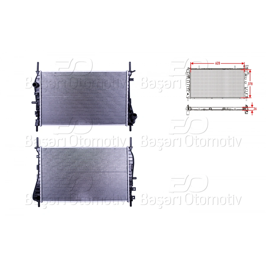 SU RADYATORU BRAZING MT 620X378X26 MM FORD MONDEO 2.0TDCI 00>