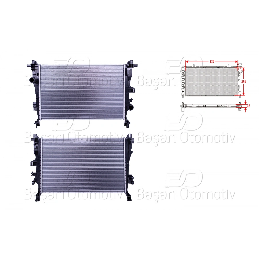 SU RADYATORU BRAZING MT 620X388X22 FIAT500X JEEP RENEGADE 13 14 14>