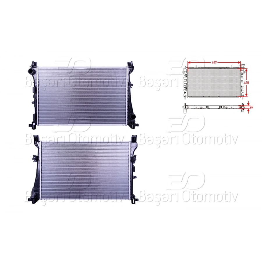 SU RADYATORU BRAZING MT 620X398X26 FIAT500L 0.9. 1.3MJET. 1.6MJET