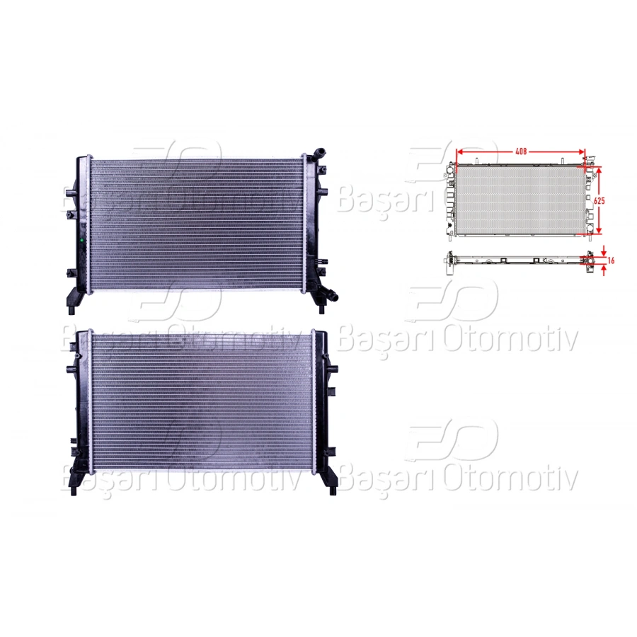 SU RADYATORU BRAZING MT 625X408X16 VW GOLF5 PASSAT1.4 TSI 07>