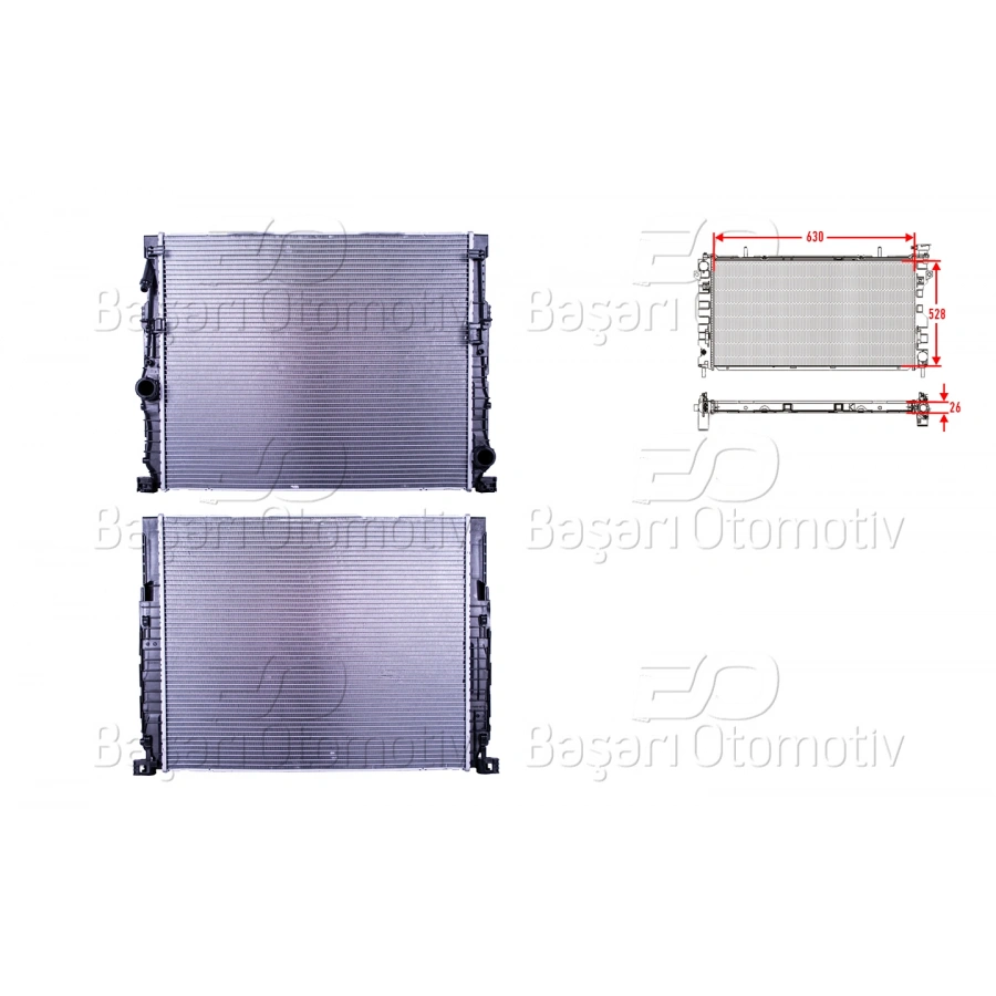 SU RADYATORU BRAZING MT 630X528X26 BMW 5 (G30) 520i-530i-540i 16-20/ 6 GT (G32) 630i-640i 17-20/ 7 (G11) 730i-740i 15-19