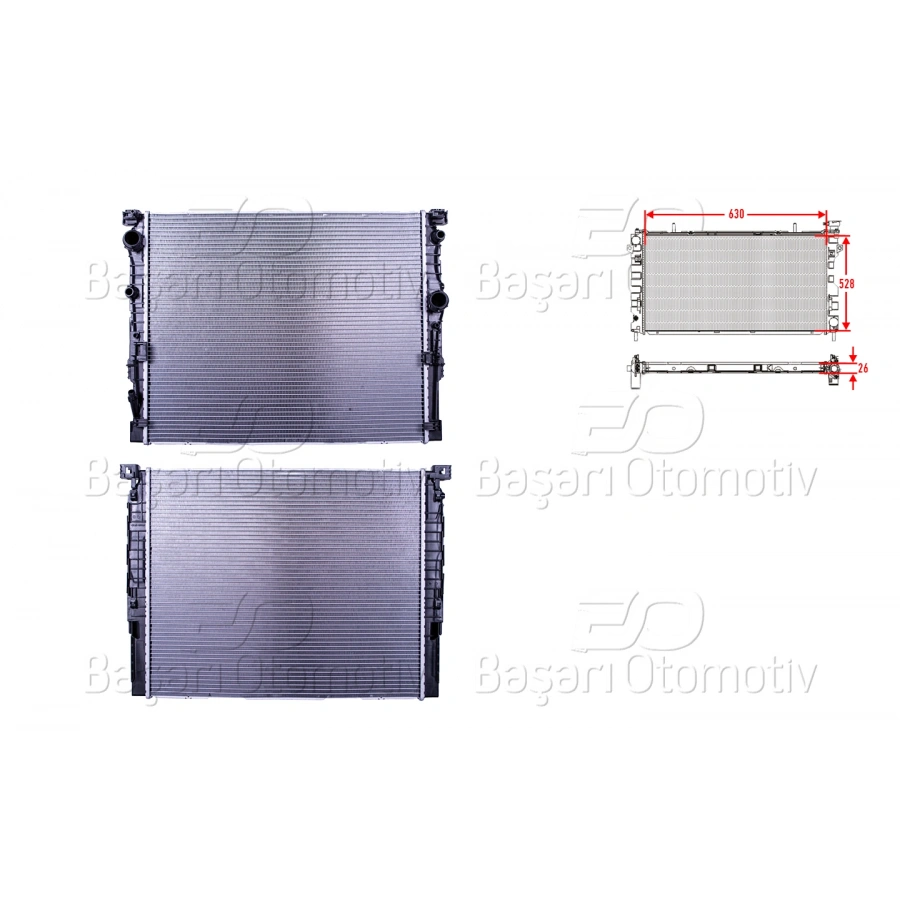 SU RADYATORU BRAZING MT 630X528X26 BMW 5 (G30) 540i-M 550-16-20/ 6 GT (G32) 640i 17-20/ 7 (G11) 740i-750i 15-19
