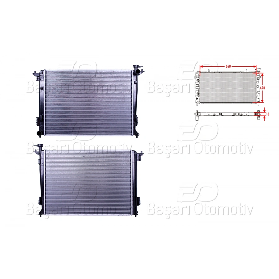SU RADYATORU BRAZING MT 640X478X16 KIA IX35. SPORTAGE. TUSCON 1.6 BENZINLI 10>