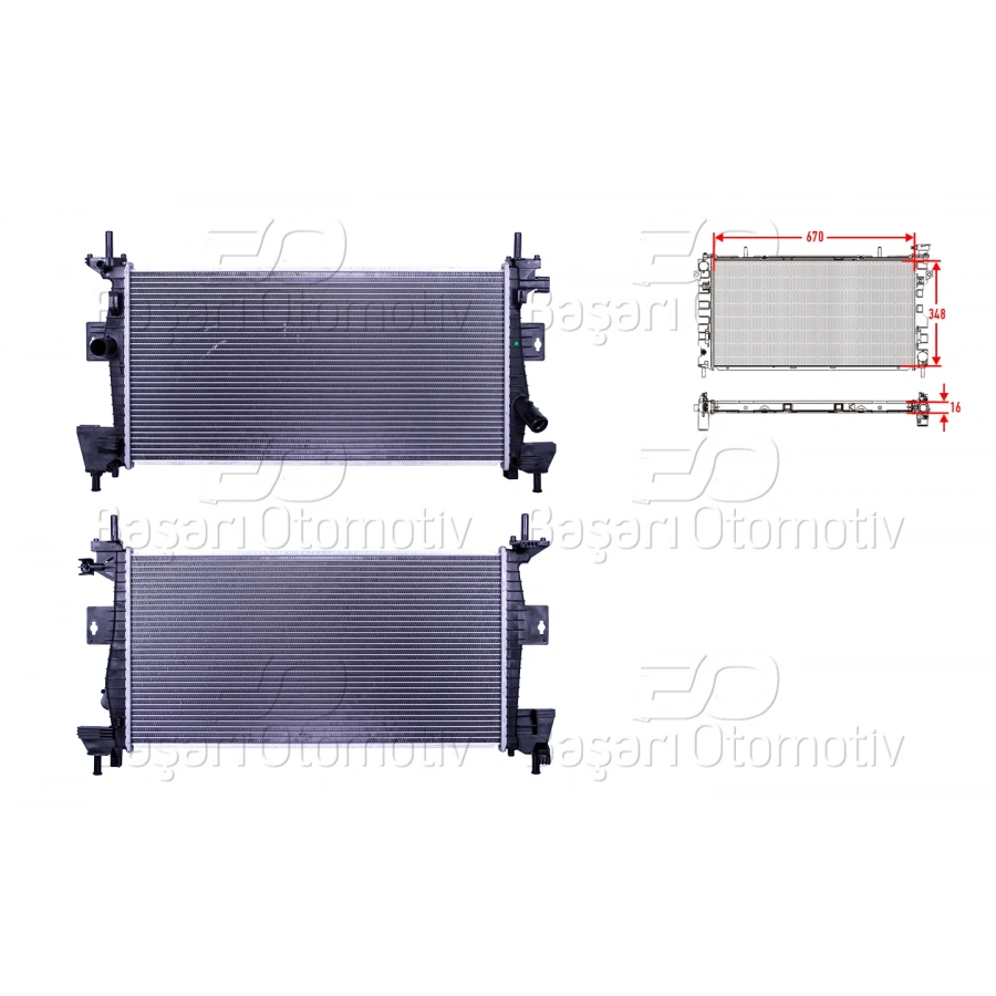 SU RADYATORU BRAZING MT 670X348X16 FORD FOCUS 1.6 BENZIN 11>