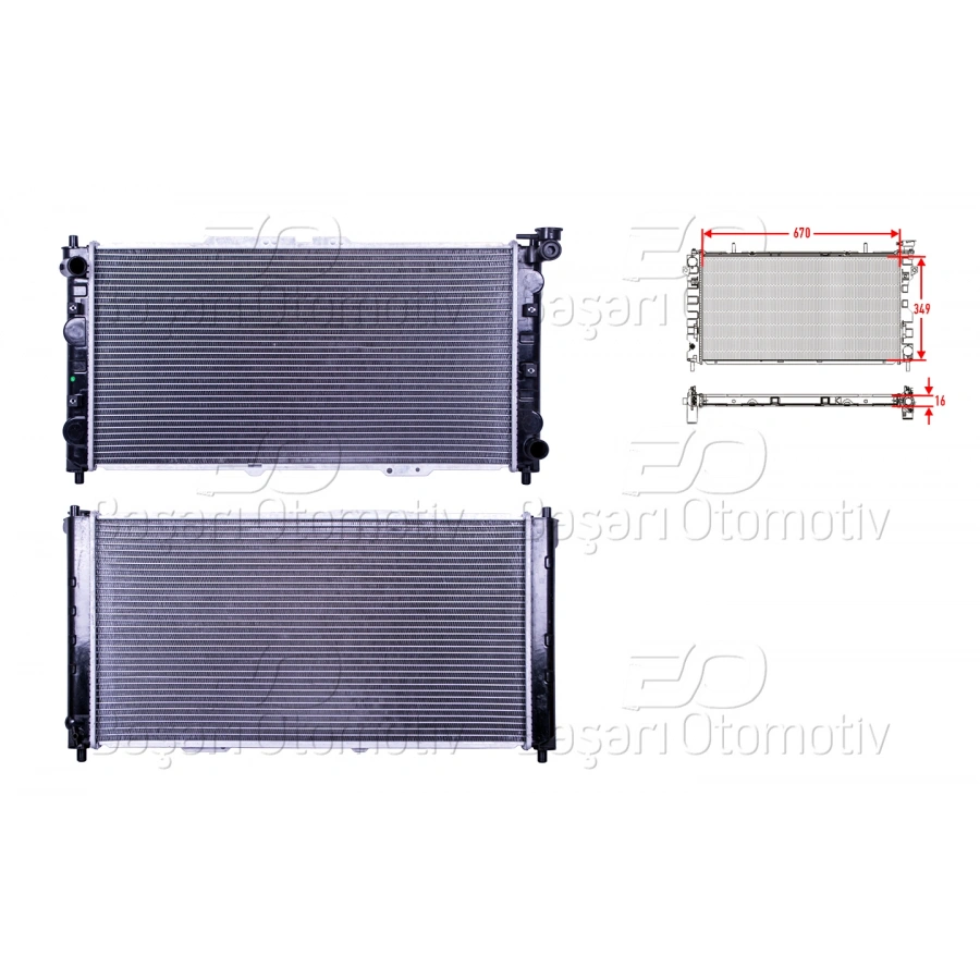 SU RADYATORU BRAZING MT 670X349 X16 MAZDA 323 LANTIS 94-98