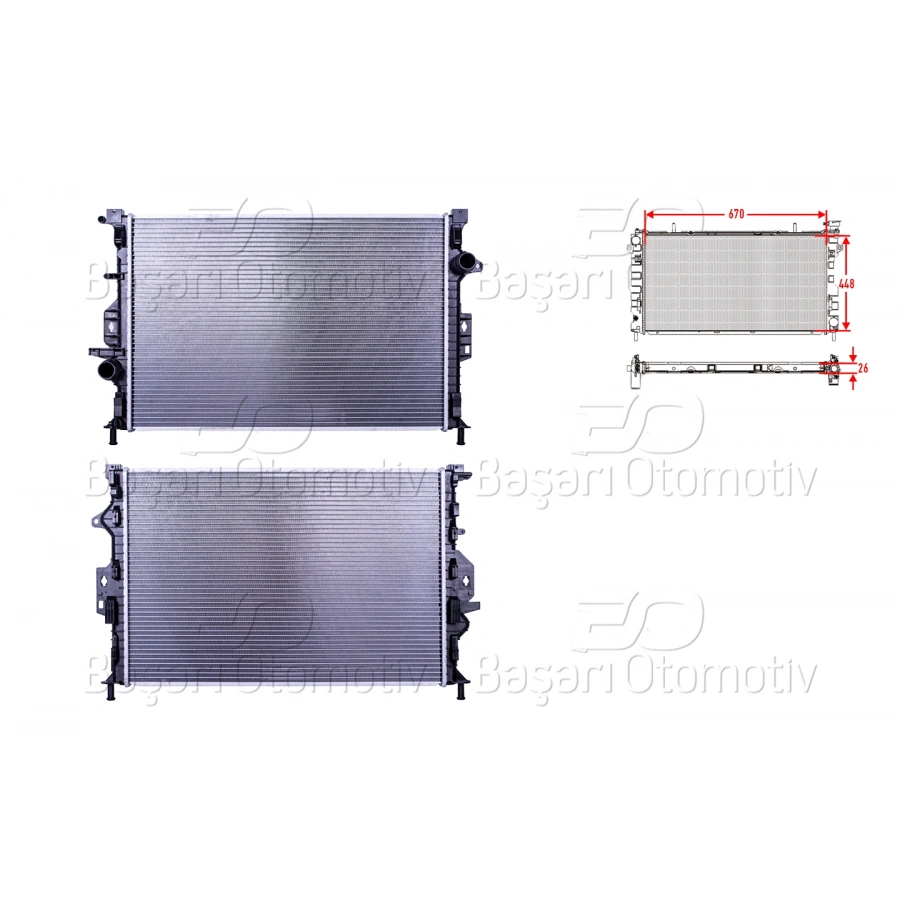 SU RADYATORU BRAZING MT 670X448X26 FORD KUGA 2 (DM2) 1.6 12-15