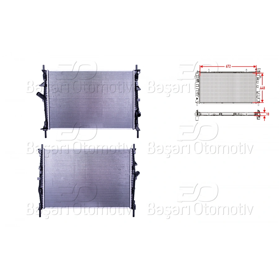 SU RADYATORU BRAZING MT 672X448X18 FORD TRANSIT (V347) 2.2-2.4 TDCI 06-14/ TRANSIT TOURNEO 2.2 TDCI 06-14