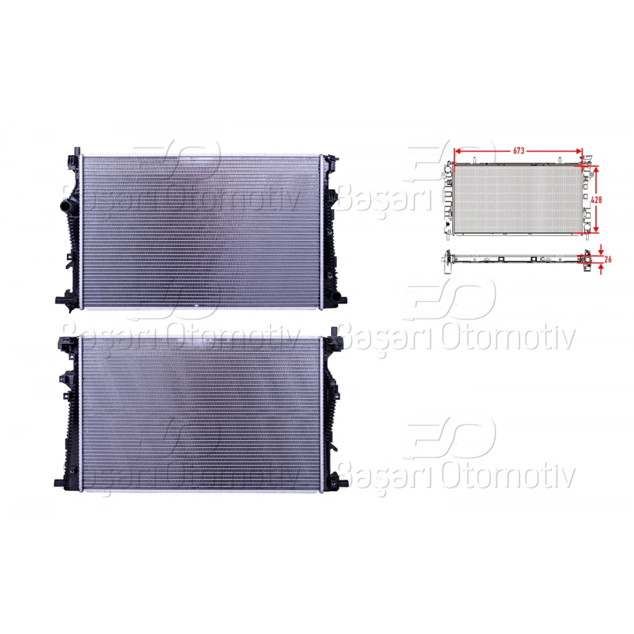 SU RADYATORU BRAZING MT 673X428X26 JEEP CHEROKEE (KL) 2.0-2.2 CRD-2.4-3.2 18>