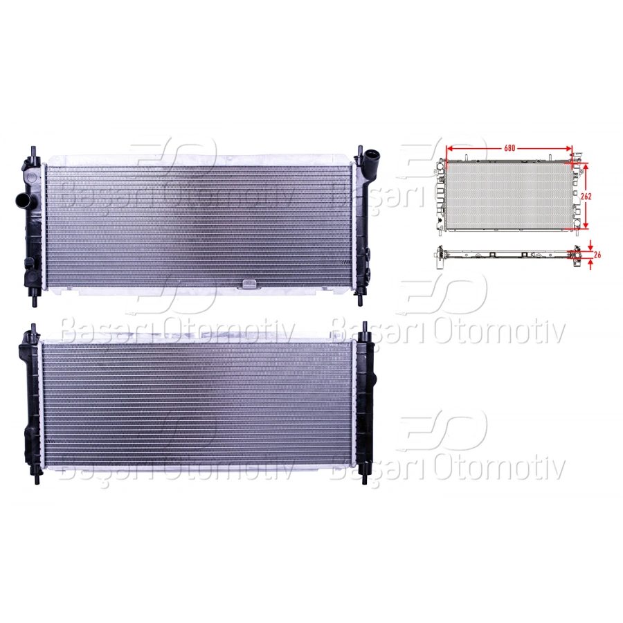 SU RADYATORU BRAZING MT 680X262X26 OPEL CORSA B. TIGRA 1.4. 1.6 93>