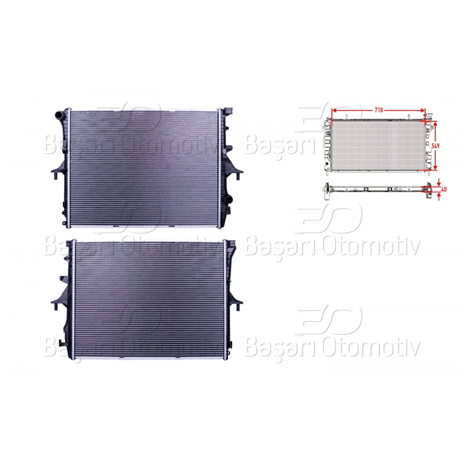 SU RADYATORU BRAZING MT 710X549X40 MM VW TOUAREG 3.0TDI BKS 02-10. AUDI Q7 3.0TDI 05-15 PORSCHE CAYENNE 3.0TDI. 3.2 03-10