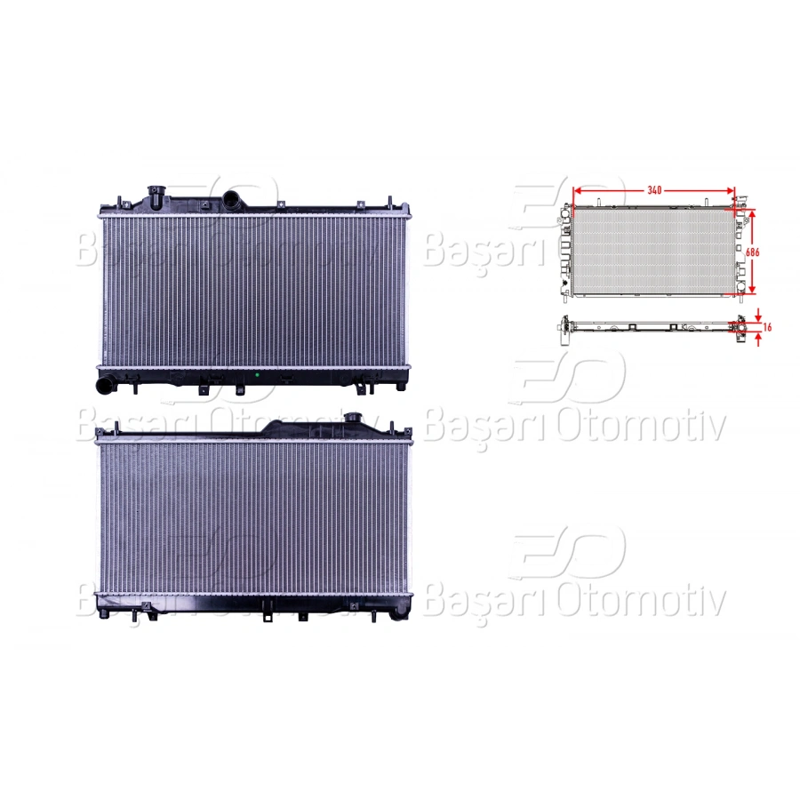 SU RADYATORU BRAZING MT-AT 340X686X16 SUBARU FORESTER 2.0 BENZIN. XV 1.6 13>