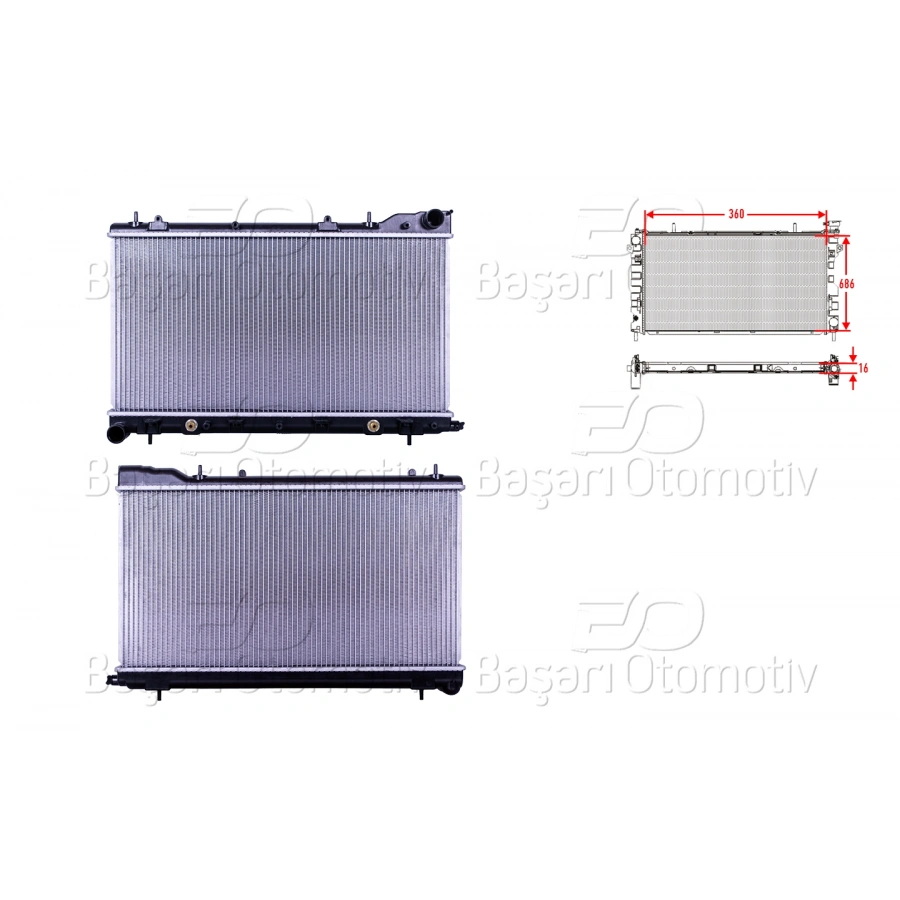 SU RADYATORU BRAZING MT-AT 360X686X16 SUBARU FORESTER 2.0 02> / KAPAKSIZ