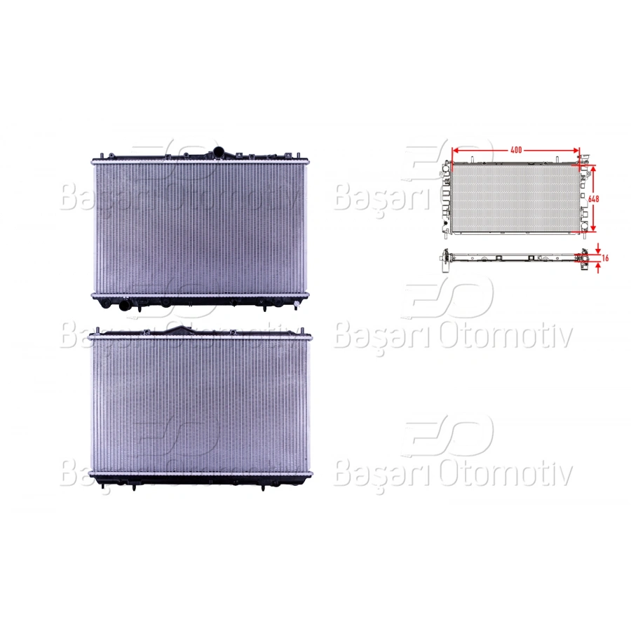 SU RADYATORU BRAZING MT-AT 400X648X16 VOLVO S40 1.6I. 1.8I. 2.0I 95-04