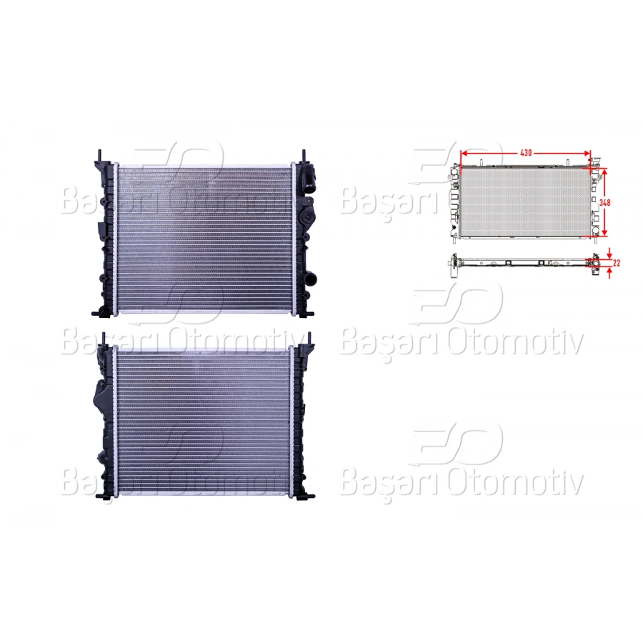 SU RADYATORU BRAZING MT-AT 430X348X22 RENAULT MEGANE. CLIO 95-02