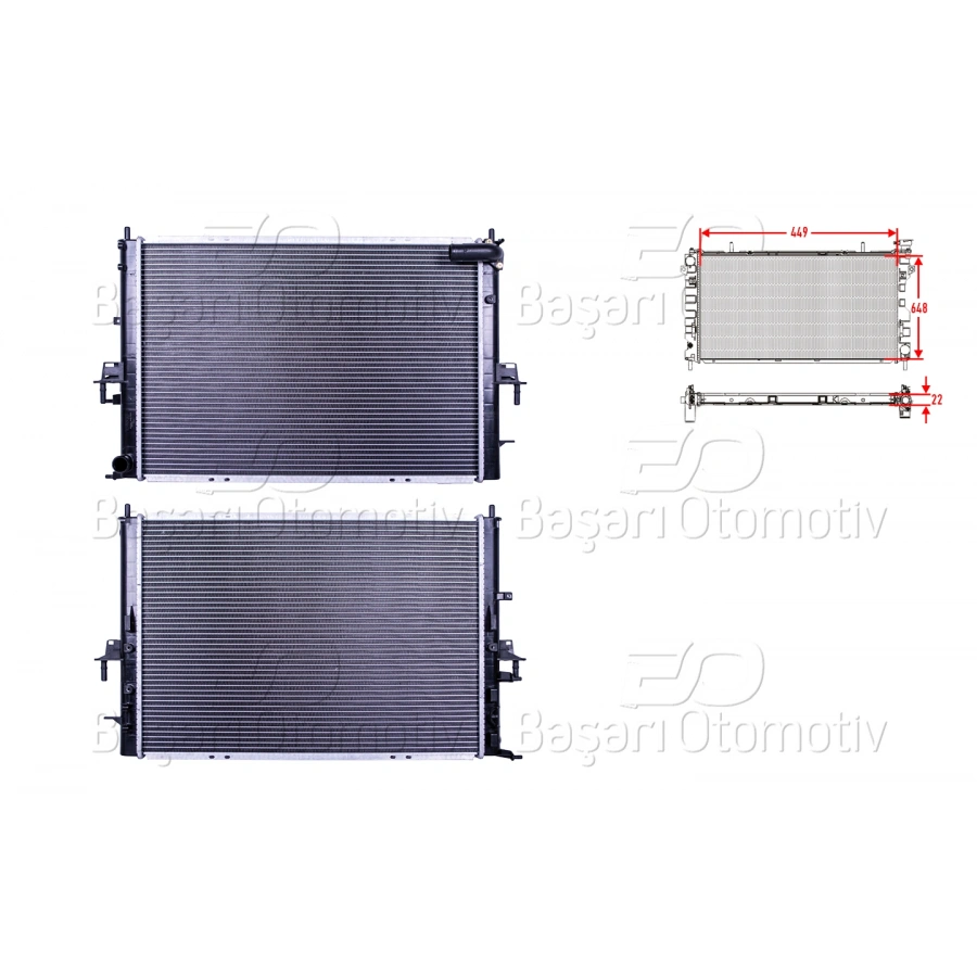 SU RADYATORU BRAZING MT-AT 449X648X26 ROVER75 1.8. 2.0. 2.0CDTI