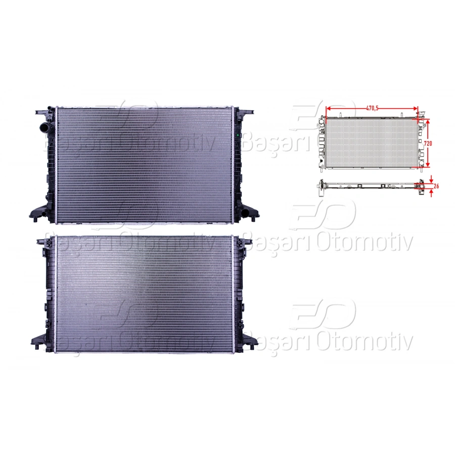SU RADYATORU BRAZING MT-AT 470.5X720 MM AUDI A4 A5 3.0 TDI 15 >