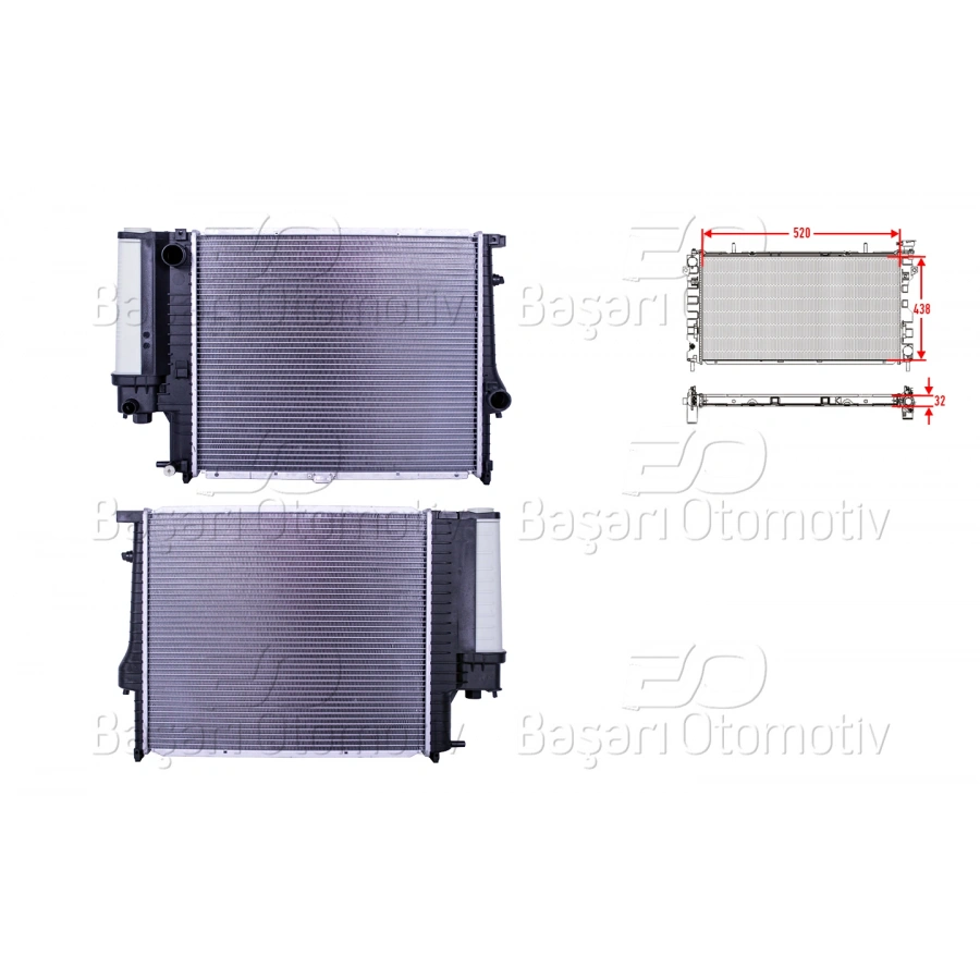 SU RADYATORU BRAZING MT-AT 520X438X32 BMW 5 SERISI E34 M50 5.20I. 5.25I M40. 5.18I
