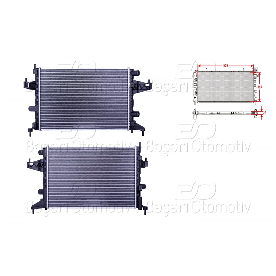 SU RADYATORU BRAZING MT-AT 538X369X22 OPEL CORSA C COMBO C TIGRA Z10XE Z12XE Z14XE Z14XEP 00 >