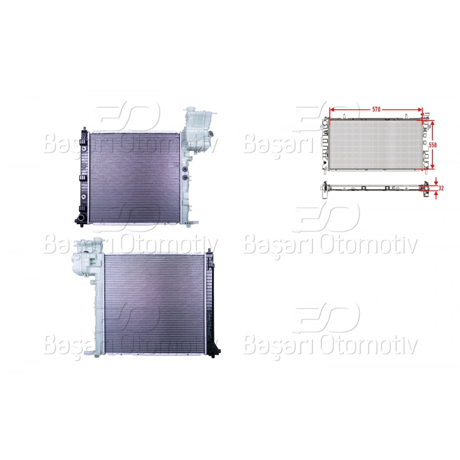 SU RADYATORU BRAZING MT-AT 570X558X32 MERCEDES-BENZ BENZ V200 V200 CDI V200 CDI V220 CDI V230 V230 TD VITO 2.2 CDI 2.3 D 2.2 CDI 2.3 D 2.0 2.3 96 >