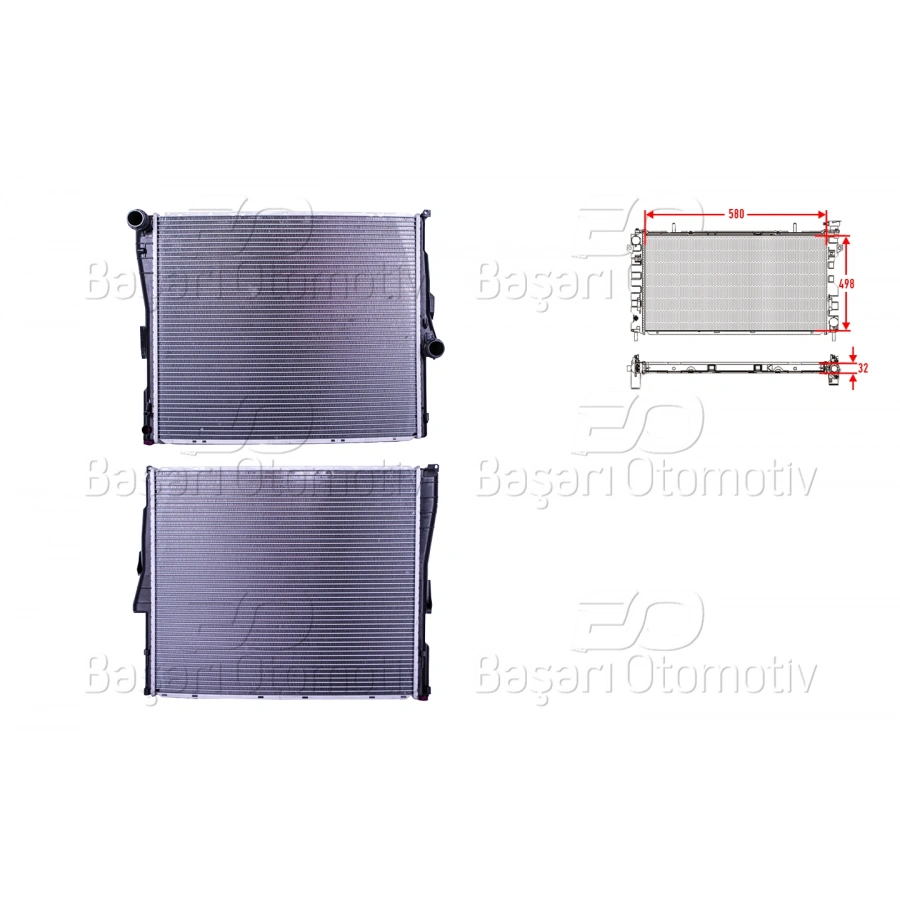 SU RADYATORU BRAZING MT-AT 580X498X32 BMW X3 E83 03-06. E83 LCI 07-10