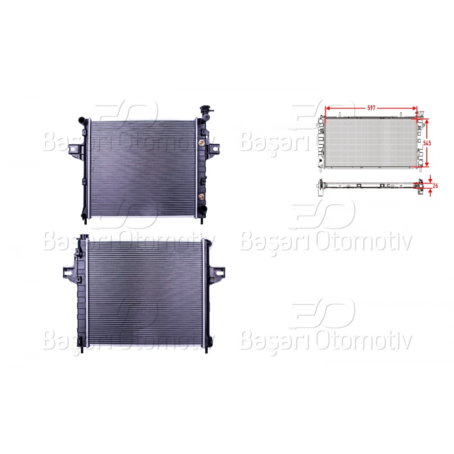 SU RADYATORU BRAZING MT-AT 597X545 JEEP GRAND CHEROKE 4.7I V8 98-01 /