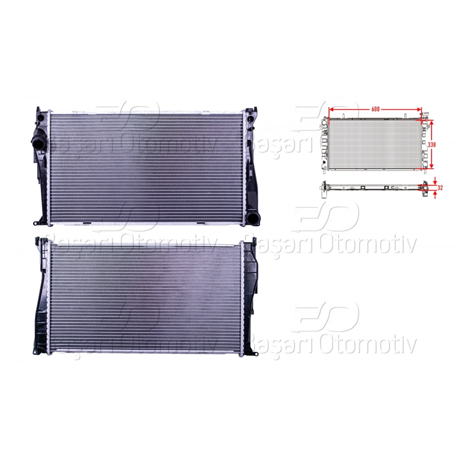 SU RADYATORU BRAZING MT-AT 600X338X32 BMW X1 E84 1.6I. 2.0SDRIVE. E90. E91. E92 3.35I. Z4 E89