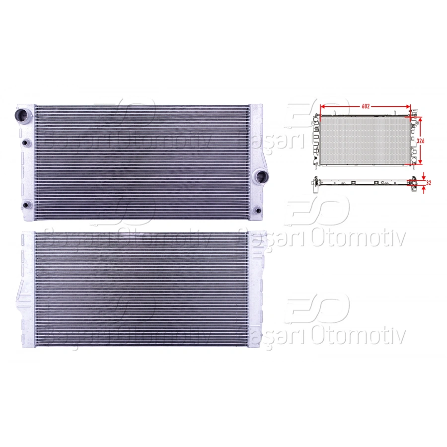 SU RADYATORU BRAZING MT-AT 602X326X32 BMW 5 SERISI F07 GT. F10. F11 08-17 F07 GT LCI. F10 LCI. F11 LCI 5.35I. 12-17 7 SERISI F01. F02 7.40I 07-12