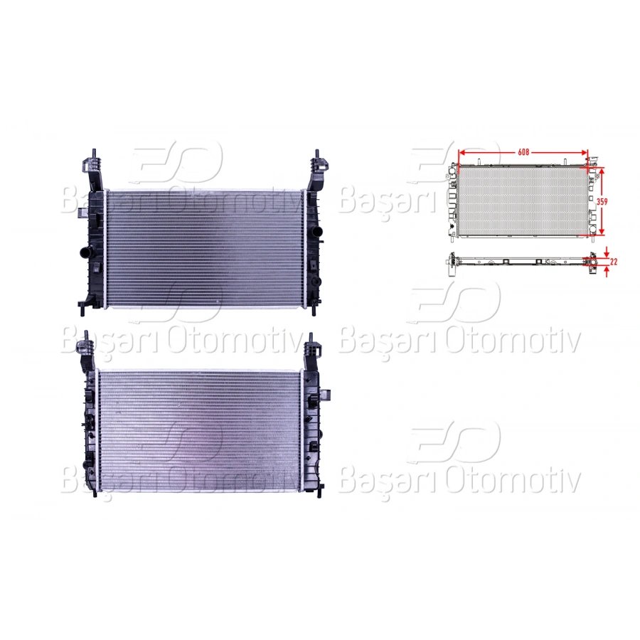 SU RADYATORU BRAZING MT-AT 608X359X22 OPEL MERIVA 1.4 1.6 03>