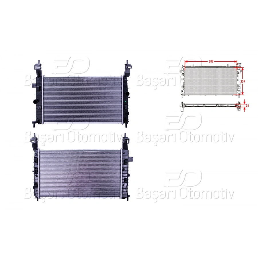 SU RADYATORU BRAZING MT-AT 608X359X26 OPEL MERIVA 1.4 1.6 03>
