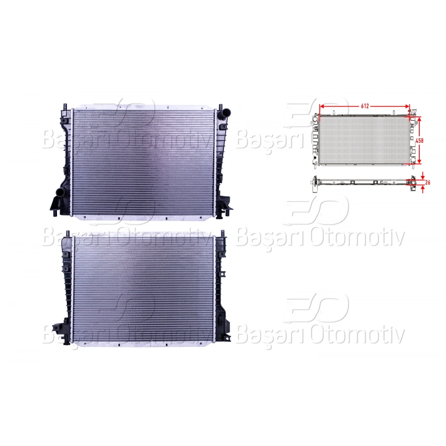 SU RADYATORU BRAZING MT-AT 612X458X26 JAGUAR S TYPE 3.0-4.0 99-08