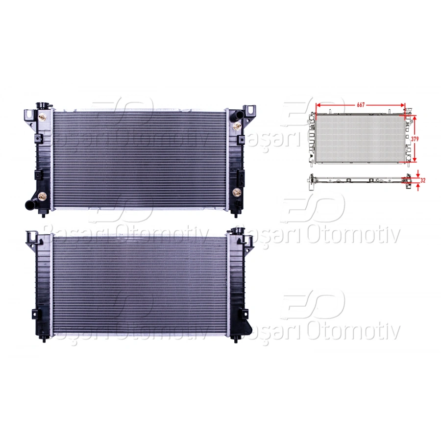 SU RADYATORU BRAZING MT-AT 667X379X32 CHRYSLER VOYAGER 2.4. 3.0. 3.3. 3.8 96-01 CIFT