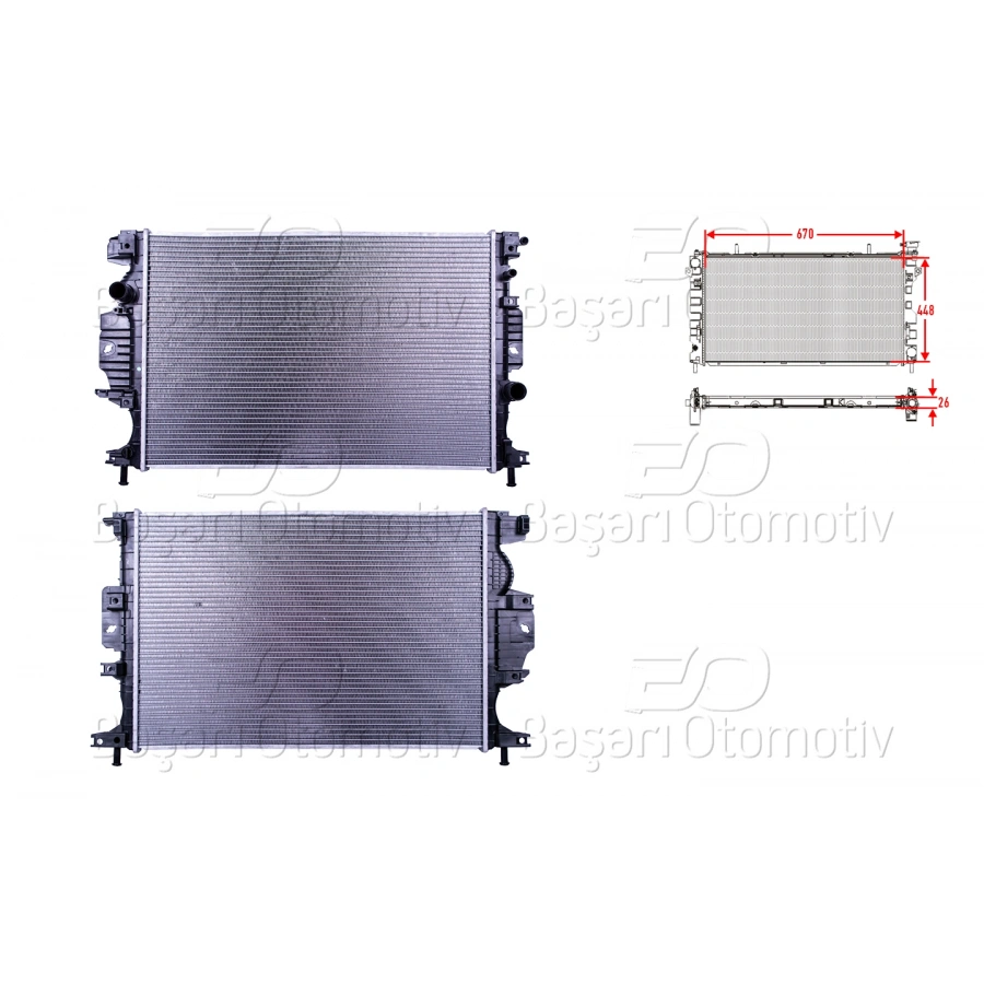 SU RADYATORU BRAZING MT-AT 670X448X26 FORD MONDEO 1.5 ECOBOOST_x0002_1.5TDCI. 1.6TDCI. 2.0TDCI 15>A/M