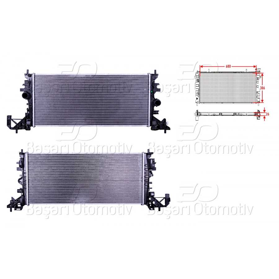 SU RADYATORU BRAZING MT-AT 680X306X26 OPEL ASTRA K 1.6 DIZEL. 1.4 BENZINLI