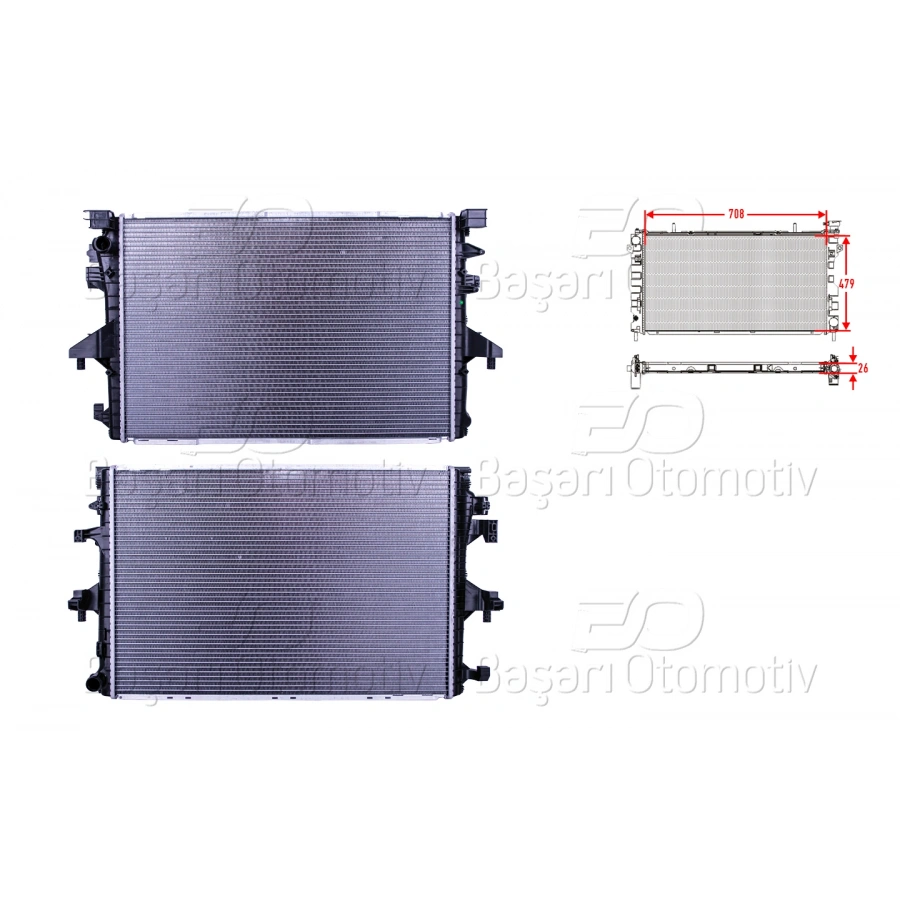 SU RADYATORU BRAZING MT-AT 708X479X26 MM VW T6 2.0TDI