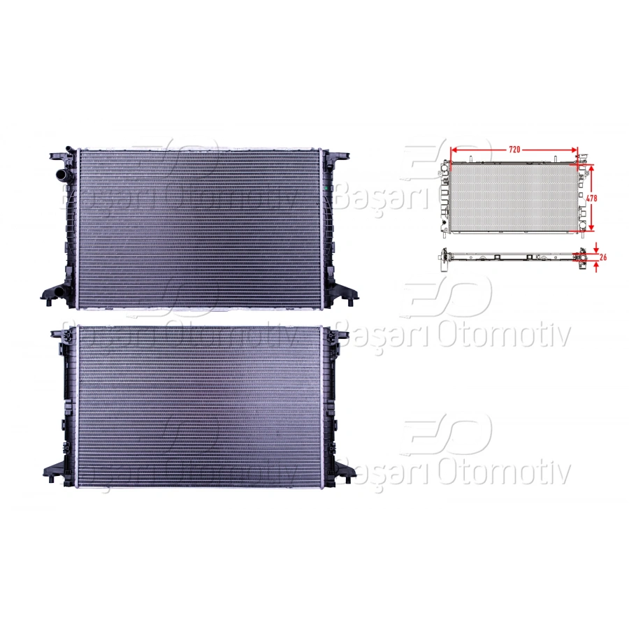SU RADYATORU BRAZING MT-AT 720X478X26 MM AUDI A4 1.4TFSI. 2.0TDI 15>
