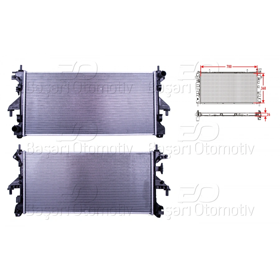 SU RADYATORU BRAZING MT-AT 780X368X26 MM FIAT DUCATO. KARSAN JEST2.2- 2.3D.BOXER.JUMPER 2.2-HDI