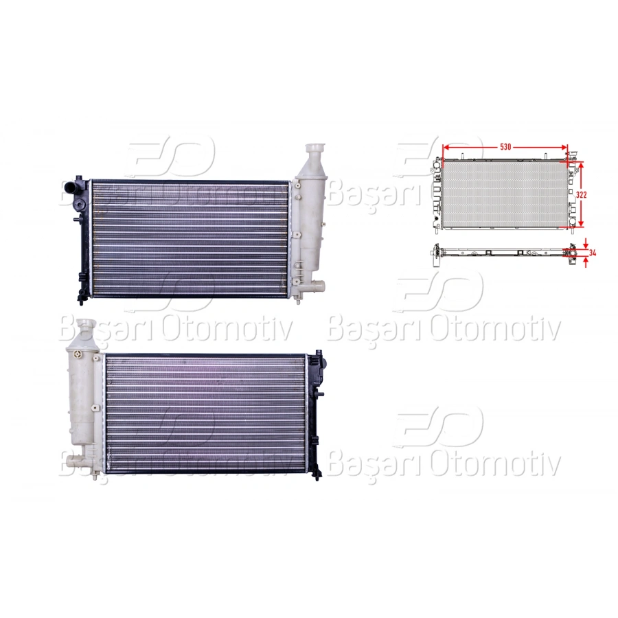 SU RADYATORU MEKANIK 531X322X23 MM CITROEN SAXO 1.1 1.4 1.6 PEUGEOT106 1.0 I 1.1 I 1.6 I 1.6 S16 96>04
