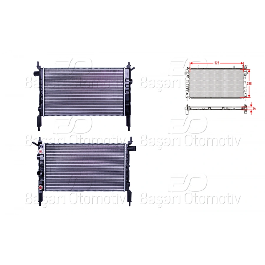 SU RADYATORU MEKANIK AT 525X328X34 OPEL ASTRA F 1.4 OTOMATIK 91 >