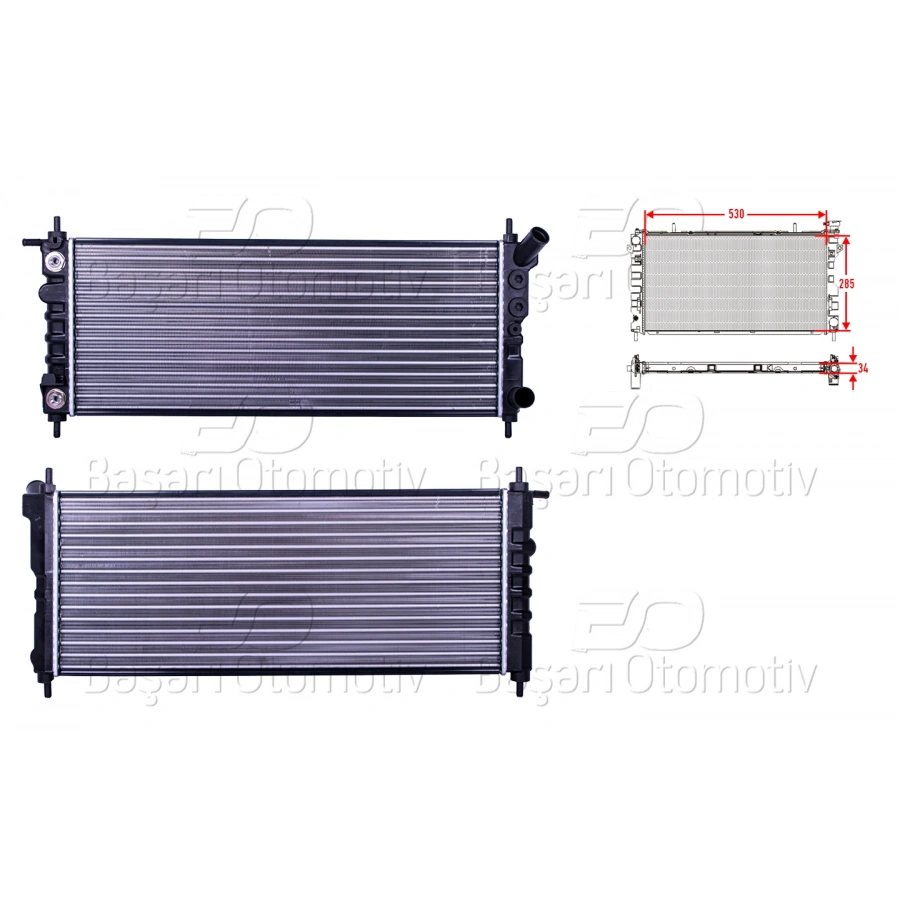 SU RADYATORU MEKANIK AT 530X285X34 OPEL CORSA B 1.2 OTOMATIK ZINCIRLI MOTOR 97>