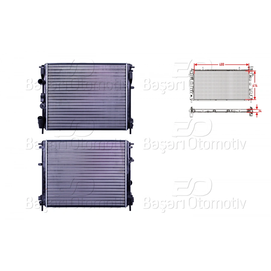 SU RADYATORU MEKANIK MT 480X415X23 MM DACIA LOGAN SANDERO 1.4MPI 1.5DCI 04>