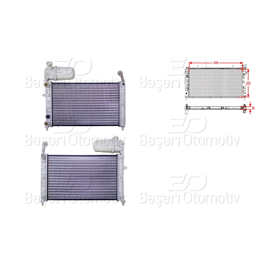 SU RADYATORU MEKANIK MT 496X322X32 FIAT TEMPRA TIPO 1.4 1.6 I.E 90-96