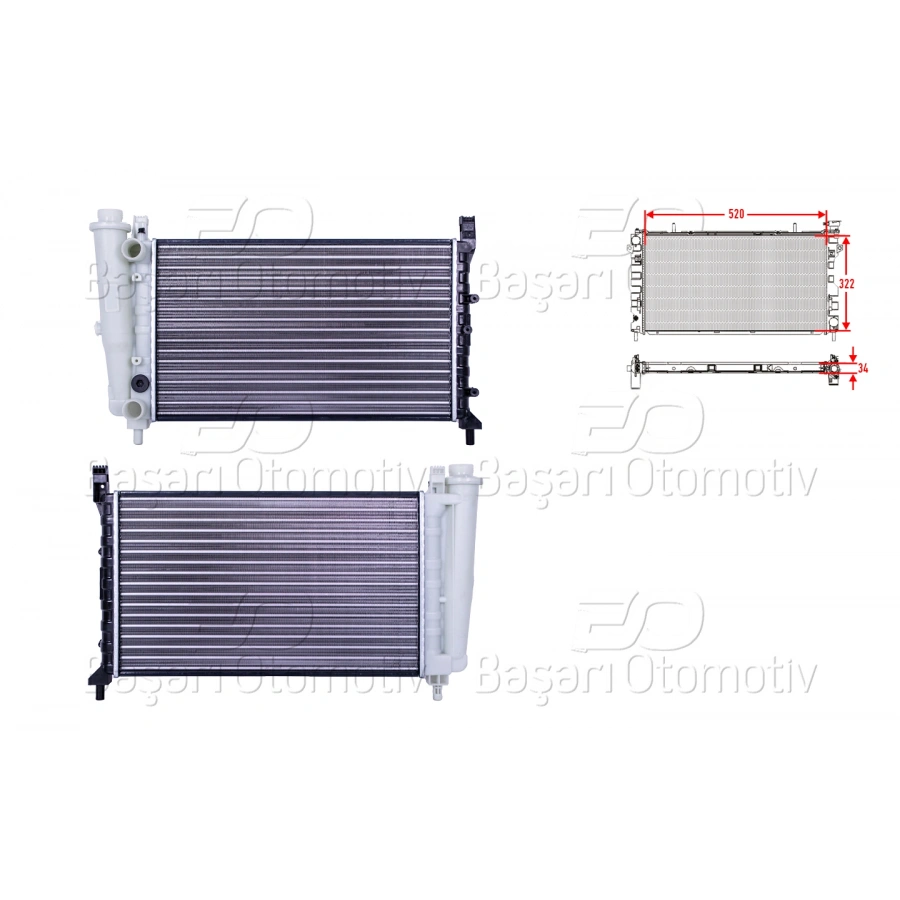 SU RADYATORU MEKANIK MT 520X322X34 FIAT UNO 70 I.E 1.4 1989 >