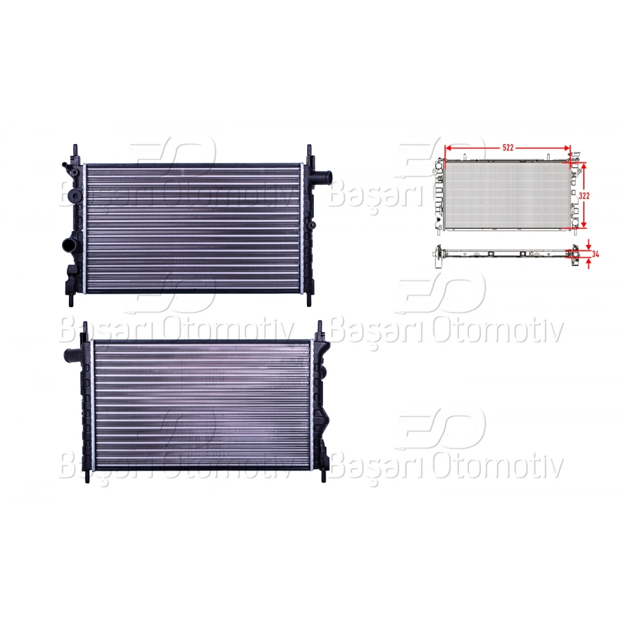 SU RADYATORU MEKANIK MT 525X322X23 OPEL KADET E1 3 88>