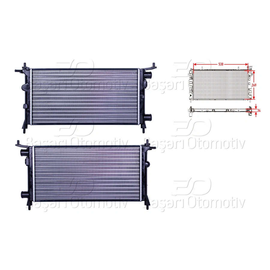 SU RADYATORU MEKANIK MT 530X269X34 OPEL CORSA B 1.0 1.2 8V 96 >