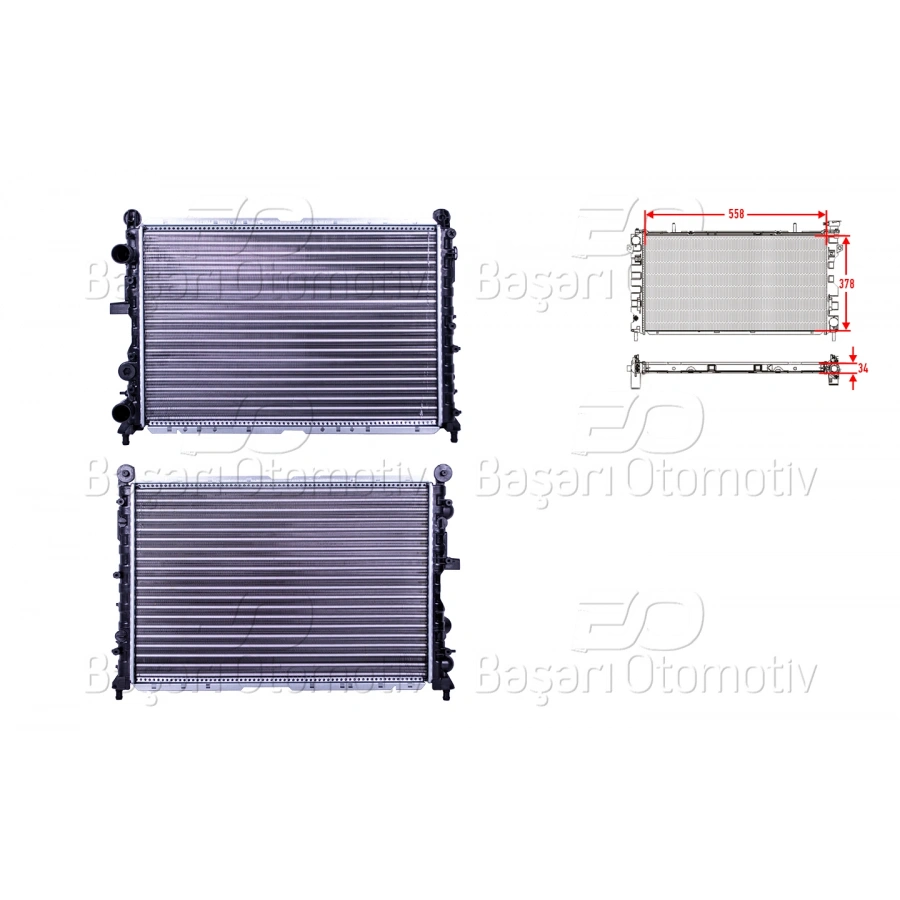 SU RADYATORU MEKANIK MT 558X378X34 ALFA ROMEO 145 146 155 FIAT TEMPRA TIPO 1.4 I.E 1.6 I.E 1.7D 1.8 I.E 1.9D 1.9TD 2.0 16V 88-96