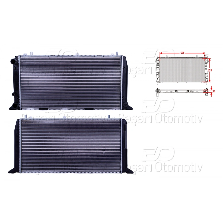 SU RADYATORU MEKANIK MT 590X322X34 AUDI A80 1.6 1.6D 1.8 2.0 2.0E 86 >