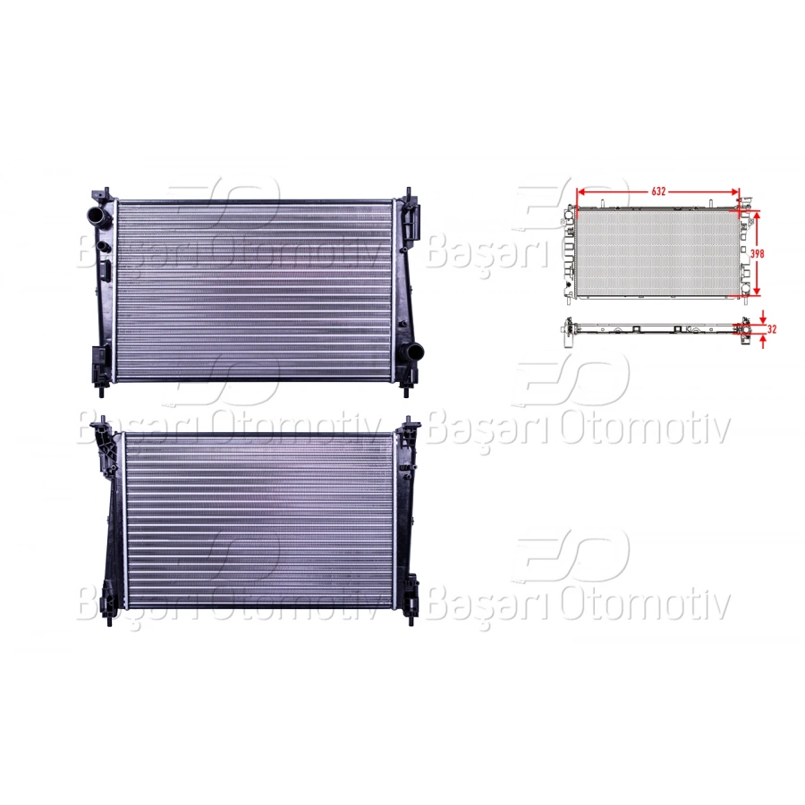 SU RADYATORU MEKANIK MT 632X398X32 OPEL CORSA D 1.3 CDTI 1.6 TURBO 1.7 CDTI FIAT BRAVO DOBLO GRANDE PUNTO 1.3D MULTIJET1.6 D MULTIJET 06>