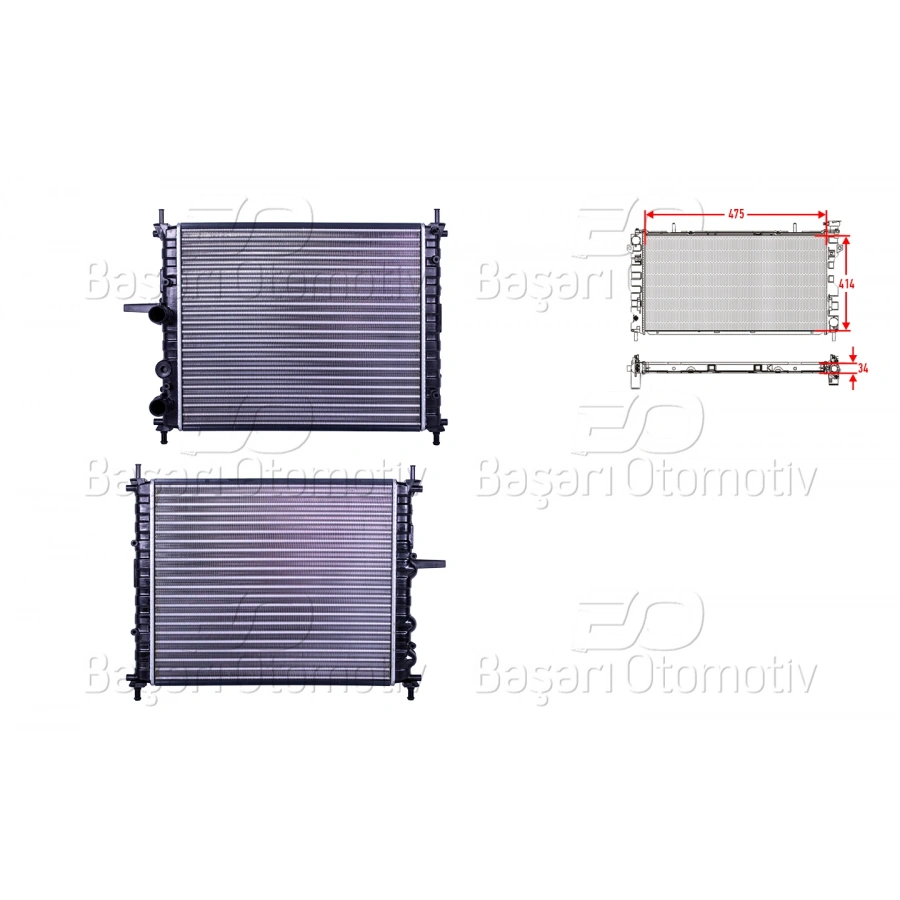 SU RADYATORU MEKANIK MT-AT 475X414X34 FIAT BRAVA 1.2 16V 1.4 12V MAREA WEEKEND 1.2 1.4 80 12V 95 >