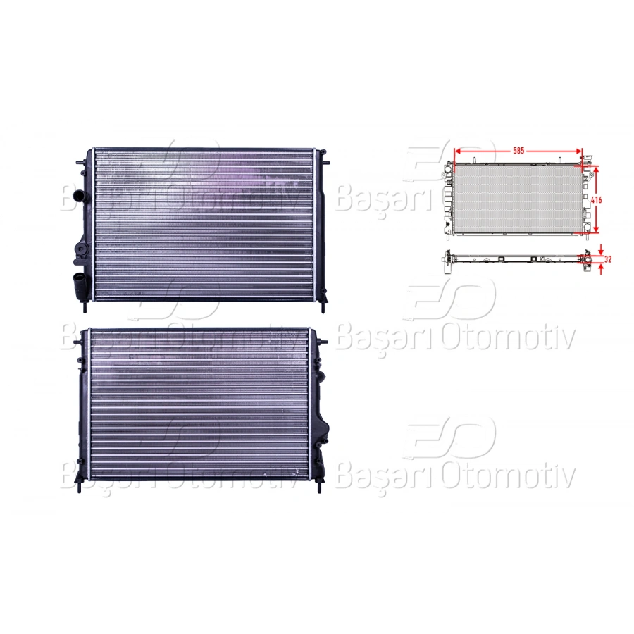 SU RADYATORU MEKANIK MT-AT 585X415X23 MM RENAULT MEGANE 1.6 16V 98 -02